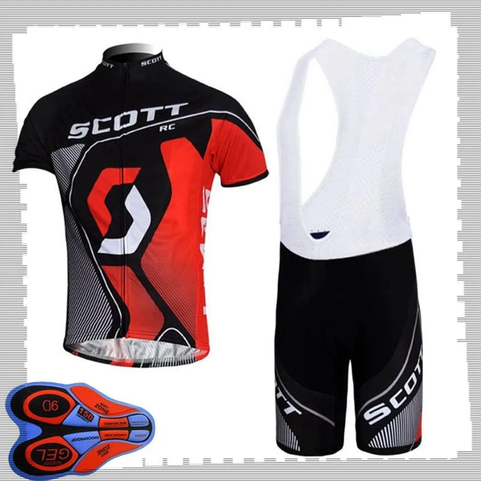 Scott Team Cycling korta ärmar Jersey Bib Shorts Set Mens Summer Breattable Road Bicycle Clothing Mtb Bike Outfits Sports Uni293G