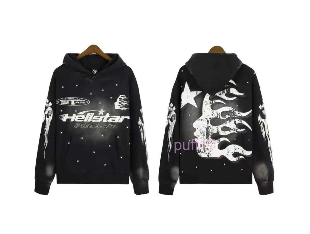 Projektant Hellstar Hoodie Męskie bluzy High Street Sports Hellstars American Retro Mud Print Y2K Hooded Loose Hip Hop Hoym i Flear Pants Jqmx