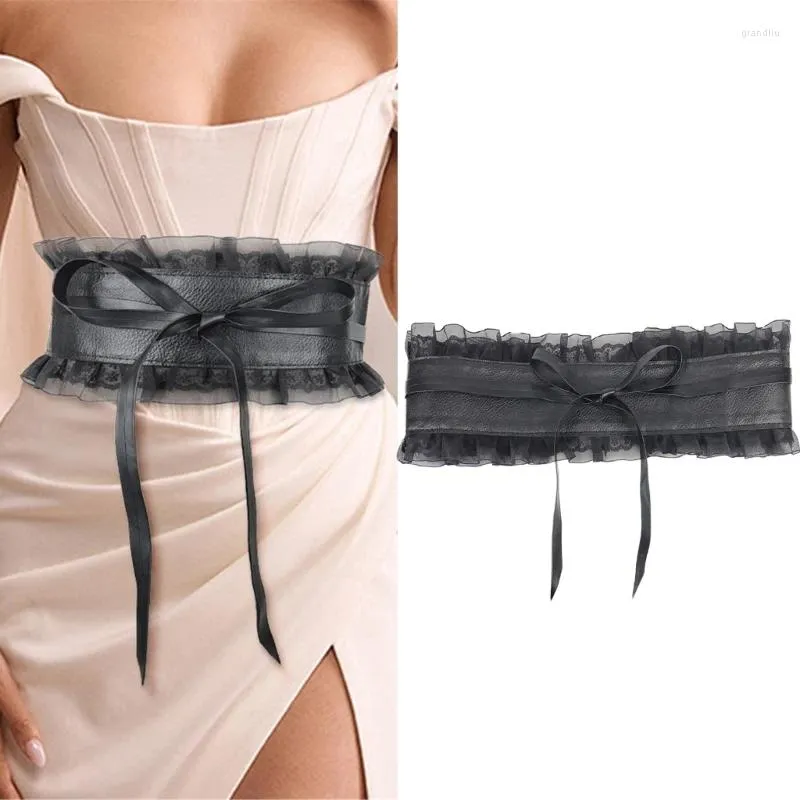 Belts Women Stretchy Waist Belt Elegant Pleated Lace Corset Universal Elastic Rope Decorative With Self Tie