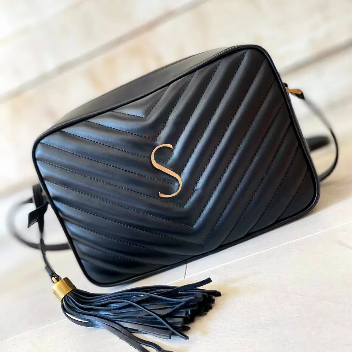 Femmes classiques en cuir véritable gland caméra sacs LOU chaîne Cross Body épaule sacs de créateurs de luxe matelassé embrayage fourre-tout dame noir sac à main sacs de soirée