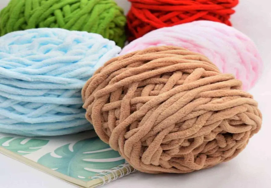 1 PC 100gball doux lait coton mélanges Polyester mélangé Chenille laine fil épais pour tricot à la main bricolage Crochet chapeau écharpe fil F5536507