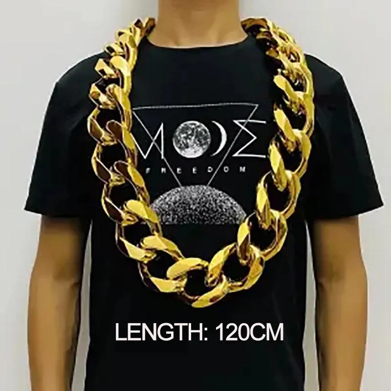 Jewelry New Fake Big Gold Chain Hip Hop Exaggeration Necklace Plastic Props Tuhao Men Festival Carnival Performance Props Jewelry Access