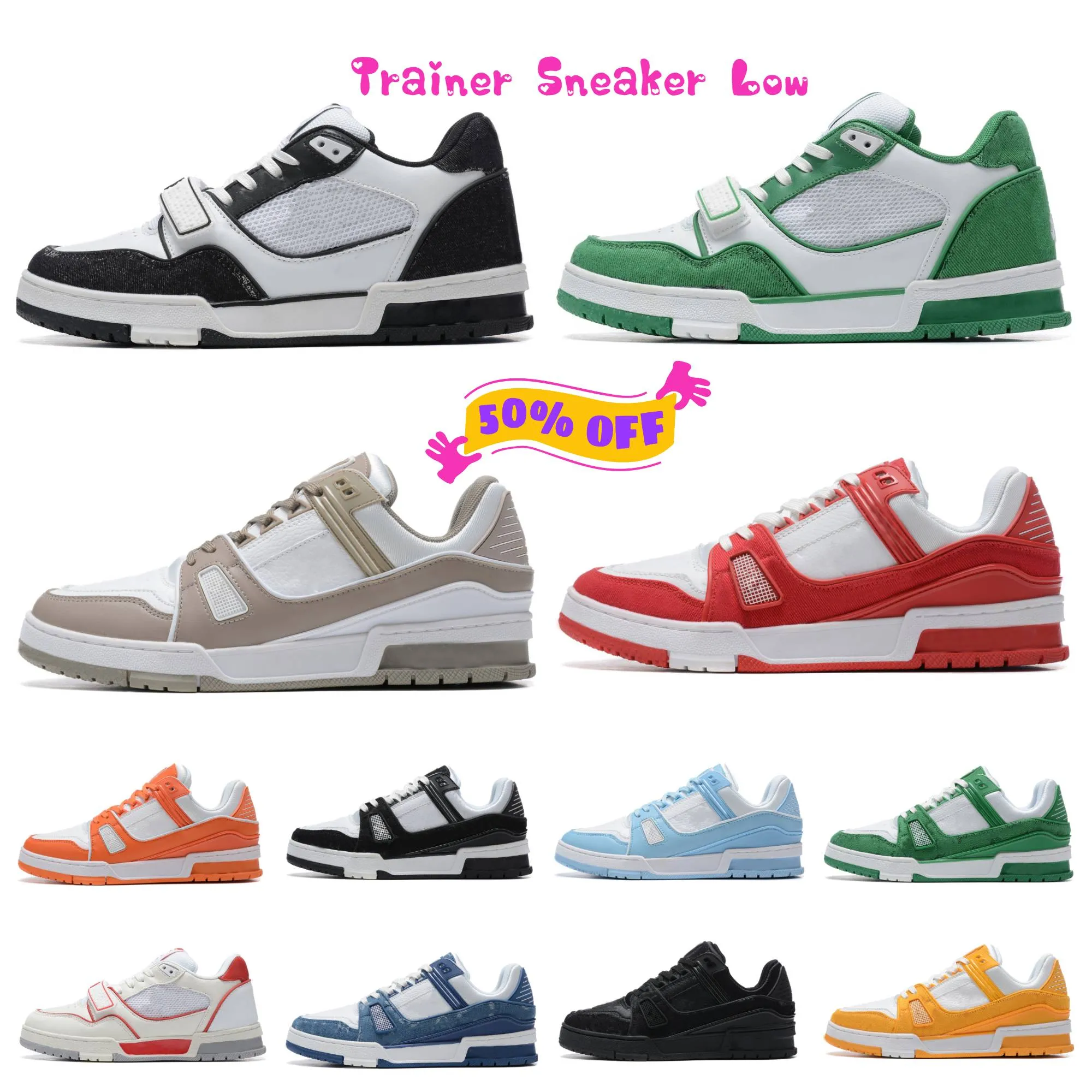 Projektant Luksusowe butaki dla trenerów mężczyzn Women Wergilia x 1 Low But Spring Buty Casual Shorde-Up Haft Sneakers Classic Viutonly Vittonly