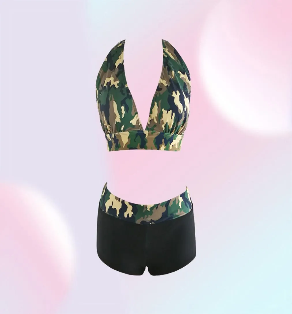 2017 NY SEXY STILLER BIKINI SET Badkläder Kvinnor Push Up Swimsuit Camouflage Print Beach Bathing Suits QP02086645177