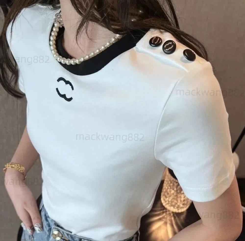 Womens T Shirt Designer para mulheres camisas com letra e ponto moda camiseta letras bordadas verão manga curta tops tee mulher magro