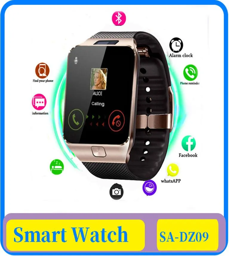 Smart Watch Dz09 Orologio intelligente Supporto Tf Sim Camera Uomo Donna Sport Orologio da polso Bluetooth per Samsung Huawei Xiaomi Telefono Android5920175