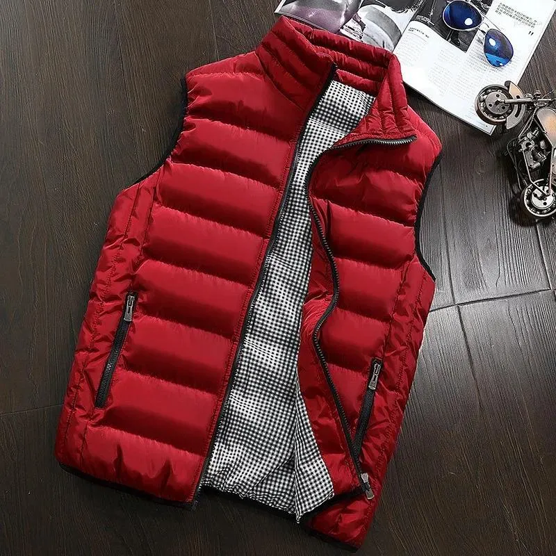 Gilets pour hommes hommes grande taille 5XL décontracté hiver chaud sans manches Parkas vêtements de sport couleur unie vestes gilets