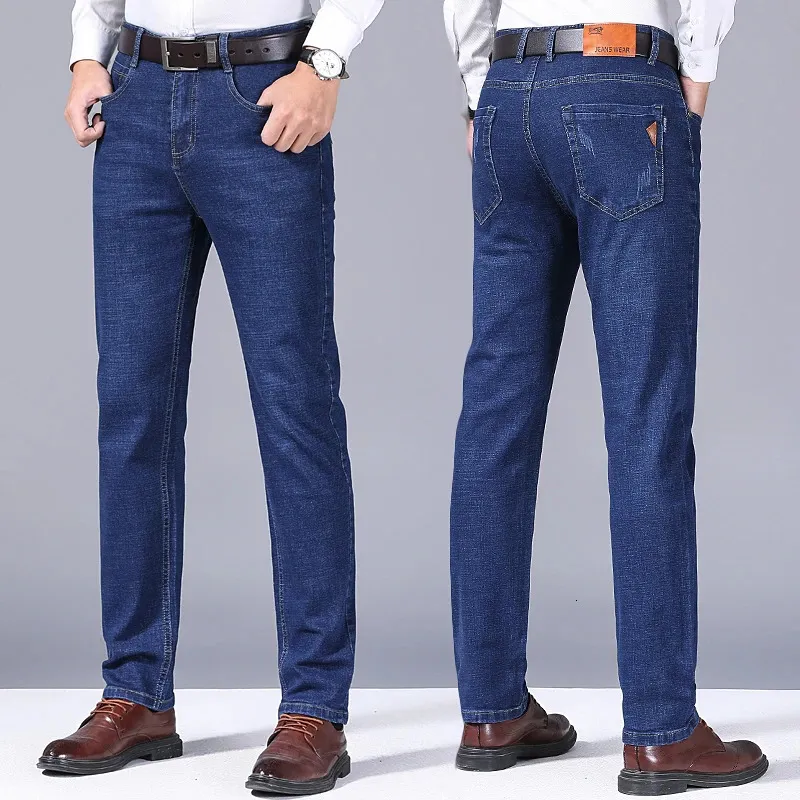 Hoge kwaliteit herfst elastische jeans rechte herenbroek casual veelzijdige slijtvaste denim 240106