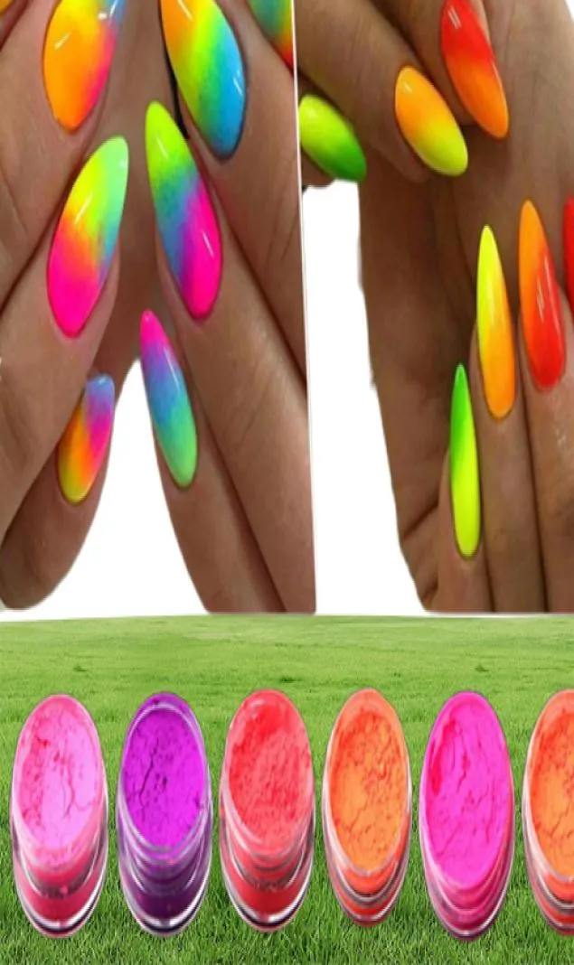 12 BoxesSet Fluorescentie Nagels Poeder Kleurrijke Glitters Nagelpoeder Zomer Vlokken Stof Nail Art Decoraties6973358