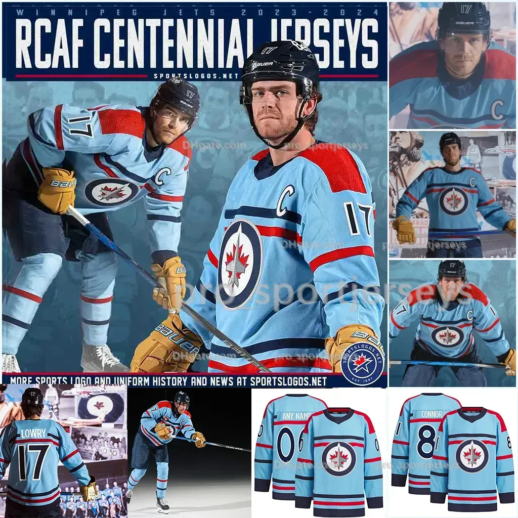 Custom Winnipeg 17 Adam Lowry Jets 23-24 Hockey-Trikotie Kyle Connor Mark Scheifele Connor Hellebuyck Josh Morrissey Alex Iafallo Axel Jonsson