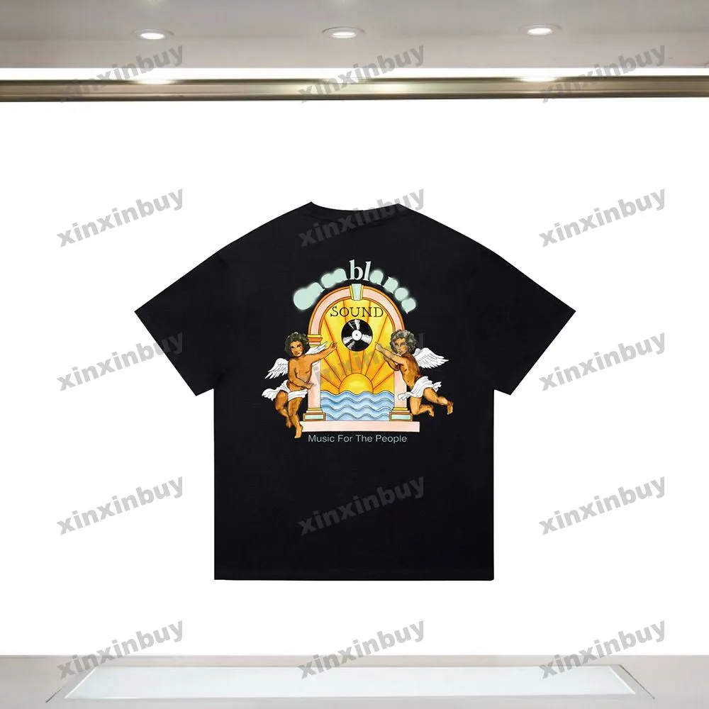 Xinxinbuy 2024 Men Designer Tee Tシャツのサウンドレター印刷愛好家クルー首半袖女性ブラックS-2xl