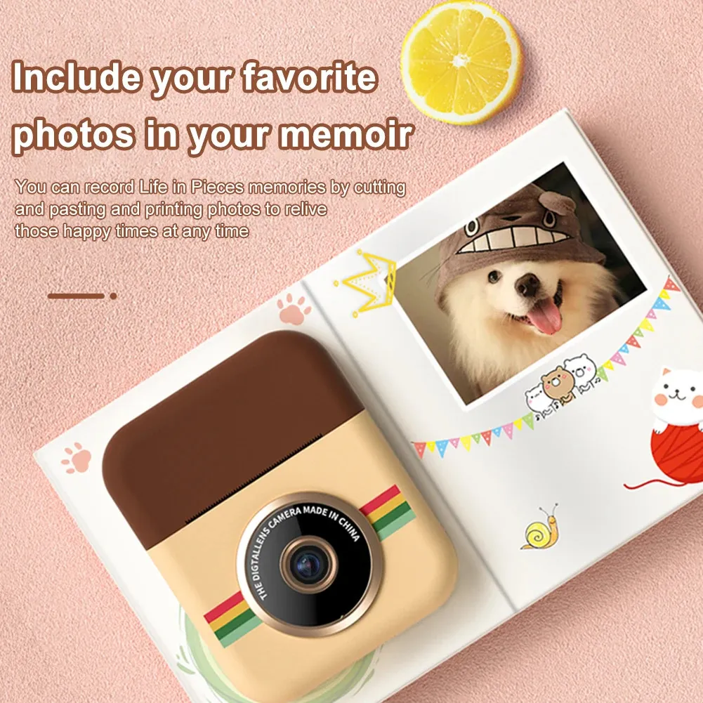 Barn Instant Printing Camera Dual Lens Print HD Videoinspelning med Thermal Po Paper Boys Girls Birthday Present 240106