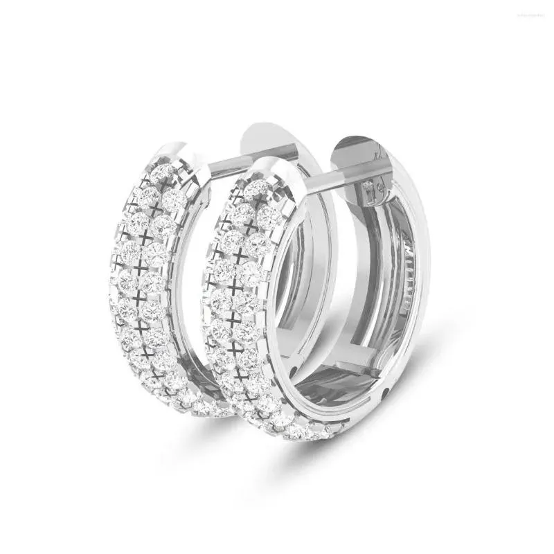 Серьги-кольца Huggie, роскошные круглые блестящие муассанитовые бриллианты для женщин, стерлинговое серебро 925 пробы, трендовые ювелирные изделия, свадебный подарок для девочек, NW