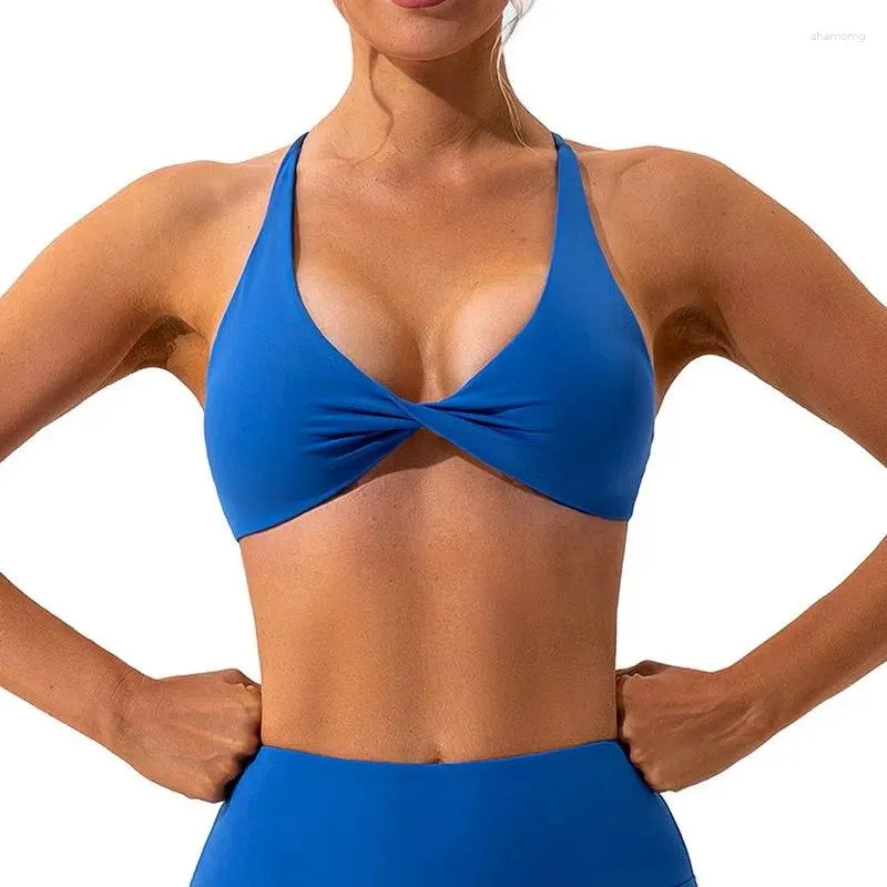 Strój jogi kobiety Cross Pasp Sports Bras cienki push up stanik stężenie top Brassere Fitness Gym oddychający piękno z powrotem 2024
