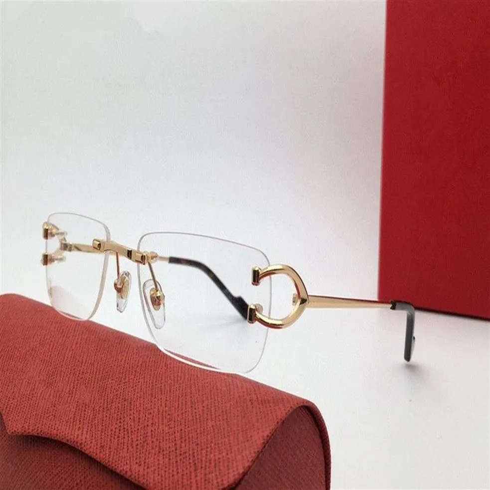 Optische Brillen für Männer und Frauen Retro 0344-Stil Anti-Blaulicht-Gläser geformte Platte Halbrahmen-Gürtelbox182N