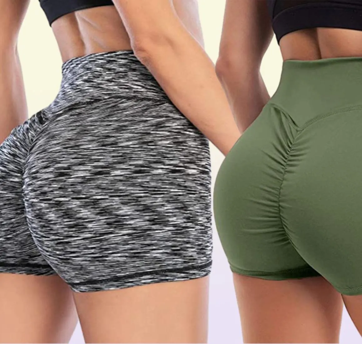 Shorts femininos de ioga com babados, cintura alta, treino de ginástica, calças curtas para levantamento de bunda 6268171