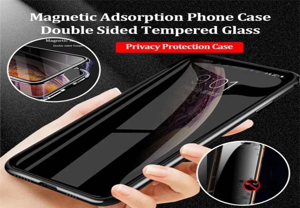 Magnetische hoes voor Samsung Galaxy S21 S20 S10 Ultra AntiPeeping Dubbel gehard glas Metalen bumper voor Samsung Note20Ultra7091028