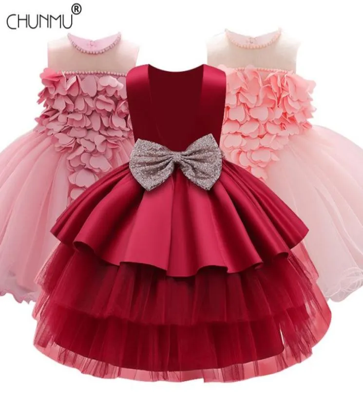 Fleur enfant en bas âge bébé fille infantile princesse robe bébé fille robe de mariée dentelle Tutu enfants fête robes pour 1 an anniversaire Q12238860163