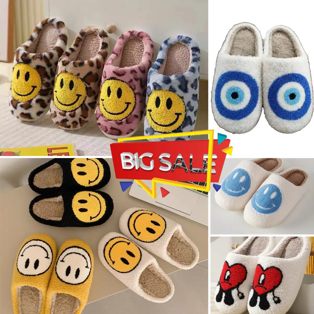 Top Qulity uśmiech twarz Kapcie Mężczyzny Slipper dla kobiet miękkie pluszowe wygodne preppy kobiety kapcie Uśmiech się poduszki slajdy puszysty dom duży rozmiar