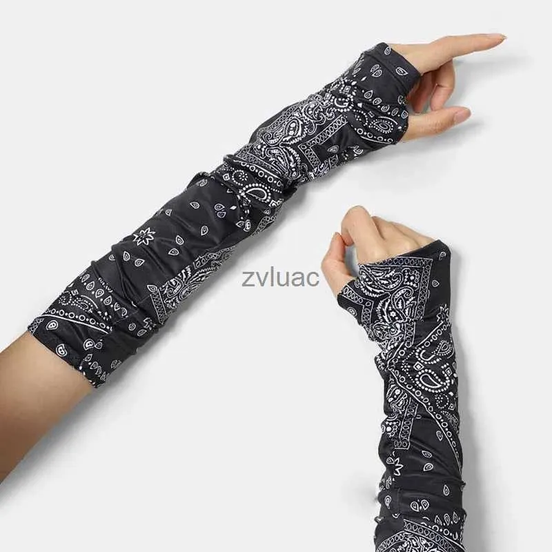 Armbeenwarmers Vingerloze handschoenen 1 paar Zomer Lange mouwen met print Armbeschermer Zonbeschermingshoes Outdoorhandschoenen Rijden Ijszijde voor Heren Dames Armmouwen YQ240106