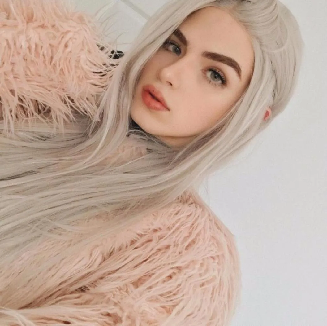 Perruque Lace Front wig synthétique lisse gris argenté, cheveux résistants à la chaleur, maquillage quotidien, perruque de fête pour vacances, cadeau 6907436