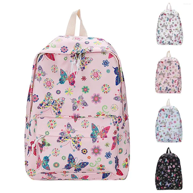 School Bags Starts Season Butterfly Print Women Girls Student Zipper Bag Nylon Travel High Capacity Backpack