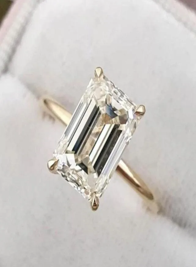 2021 Fashions Women Sterling Silver 925 Jewelery Classic Engagement Ring Emerald Cut Diamond Ring3886434