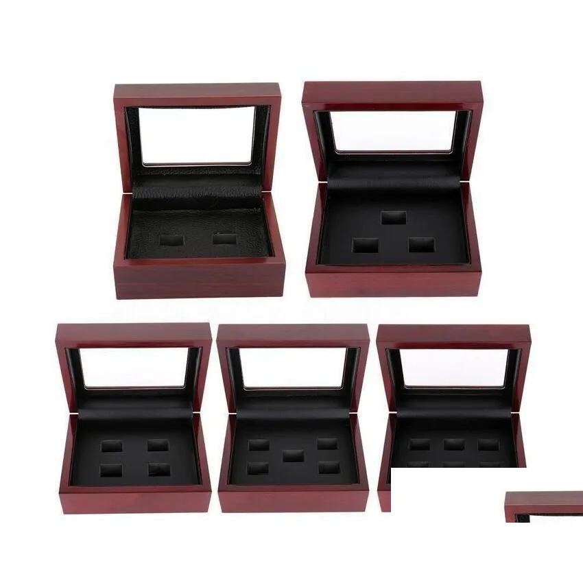 Pudełka biżuterii 1 - 9 dołek drewniany pudełko na wyświetlacze pasujące do różnych mistrzostw mistrzostw mistrzostw drużyny piłki nożnej w koszykówce World Series może mieszać DHZIT