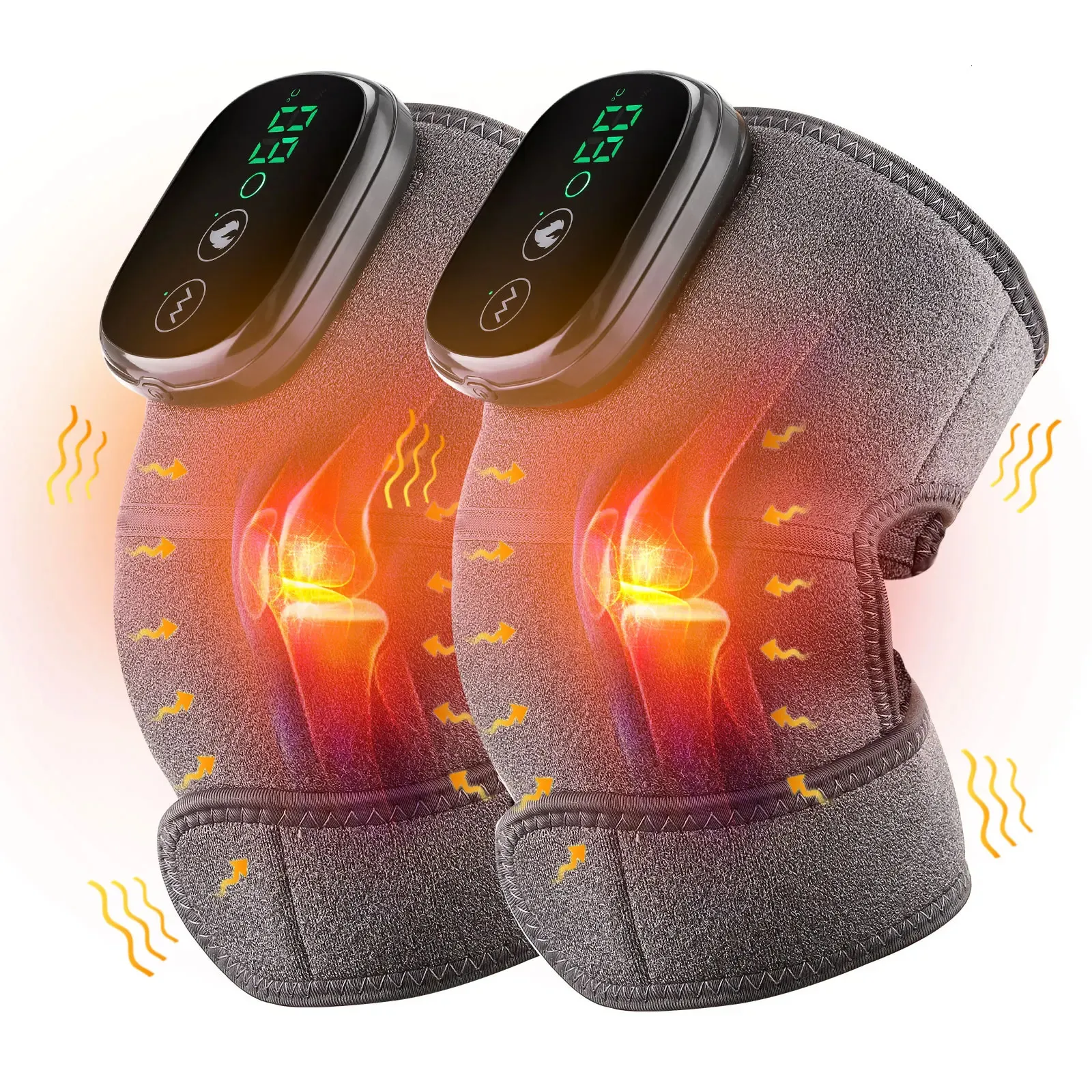 Eletrisk uppvärmnings knämassageanordning vibration fysioterapi knäskydd för armbågsled artros reumatisk smärta varm massage 240105