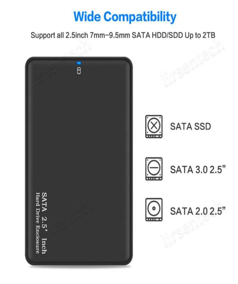 25 tum USB30USB20 hårddiskfodral HDD SSD CASE USB till SATA -adapter Extern hårddiskskåp3298190