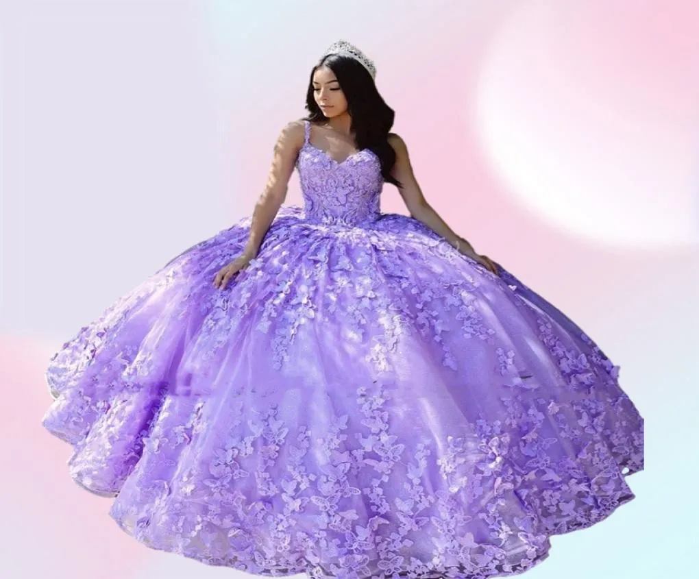 Светло-фиолетовое платье Quinceanera 15 лет, 2022, аппликация в виде бабочки, платье для выпускного вечера Sweet 16 Quince XV4852364