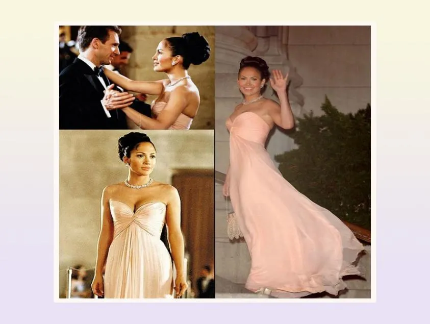 Jennifer Lopez Pink Evening Dress Long Formal Western Celebrity Wear Special Occasion Dress Prom Party Gown1053526