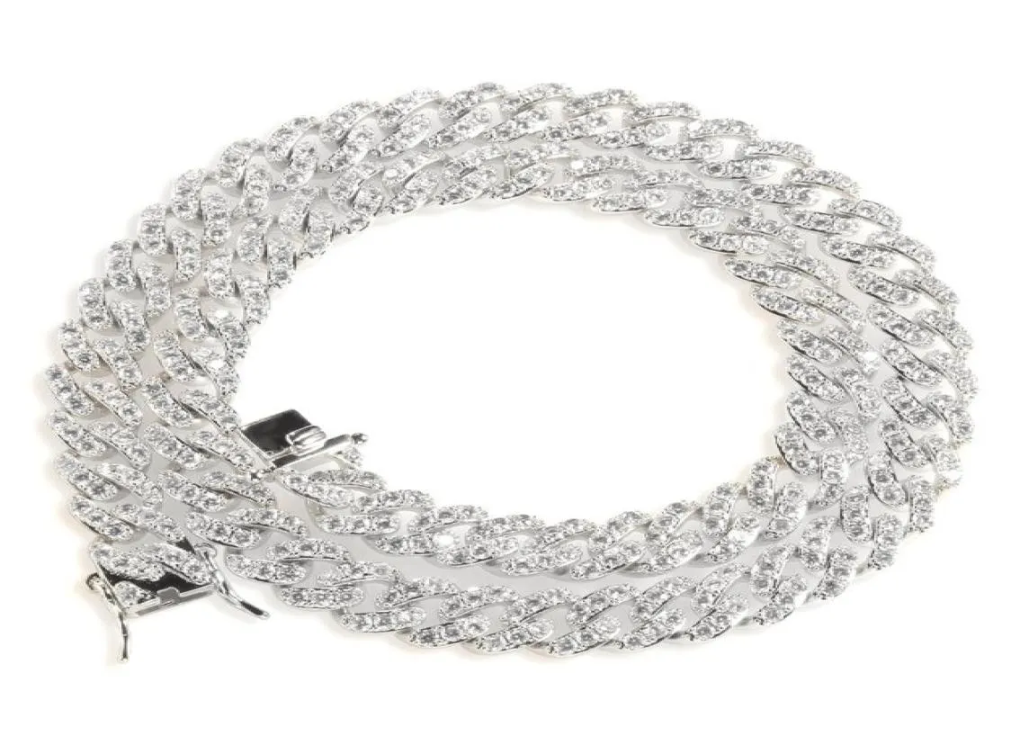 Iced Out Miami Catena a maglia cubana Argento Catene d'oro da uomo Collana Bracciale Moda Gioielli Hip Hop 9MM5581661