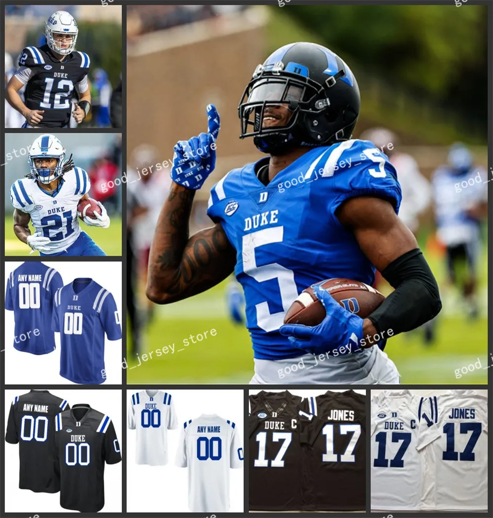 Custom College Dukes Blue Devils Football Jerseys Hudzick Leonard Hardison Jones Coleman Barnes Pickett Neal Mausi Carteux Heyward Reed Brown Wyatt Cooper Larbie