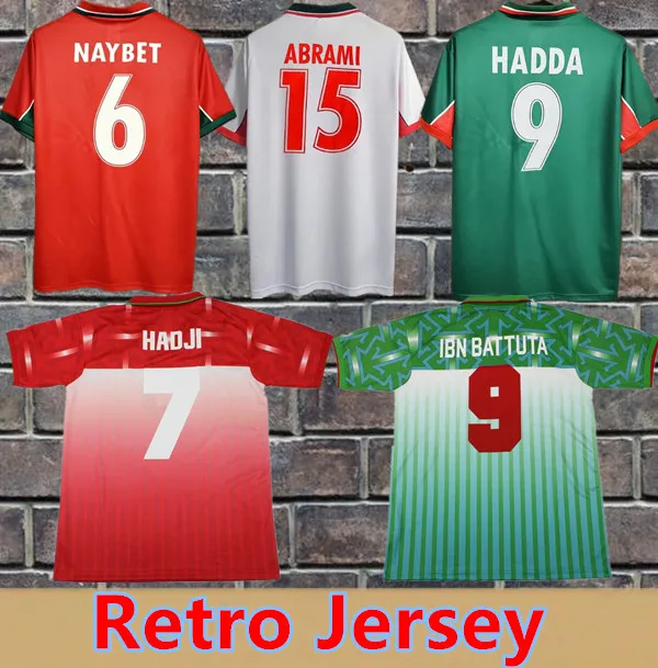 1994 1995 1998モロッコレトロメンズサッカージャージナショナルチームBassir Hadji Abrami Neqrouz Ouakili Home Away 3rd Football Shirts