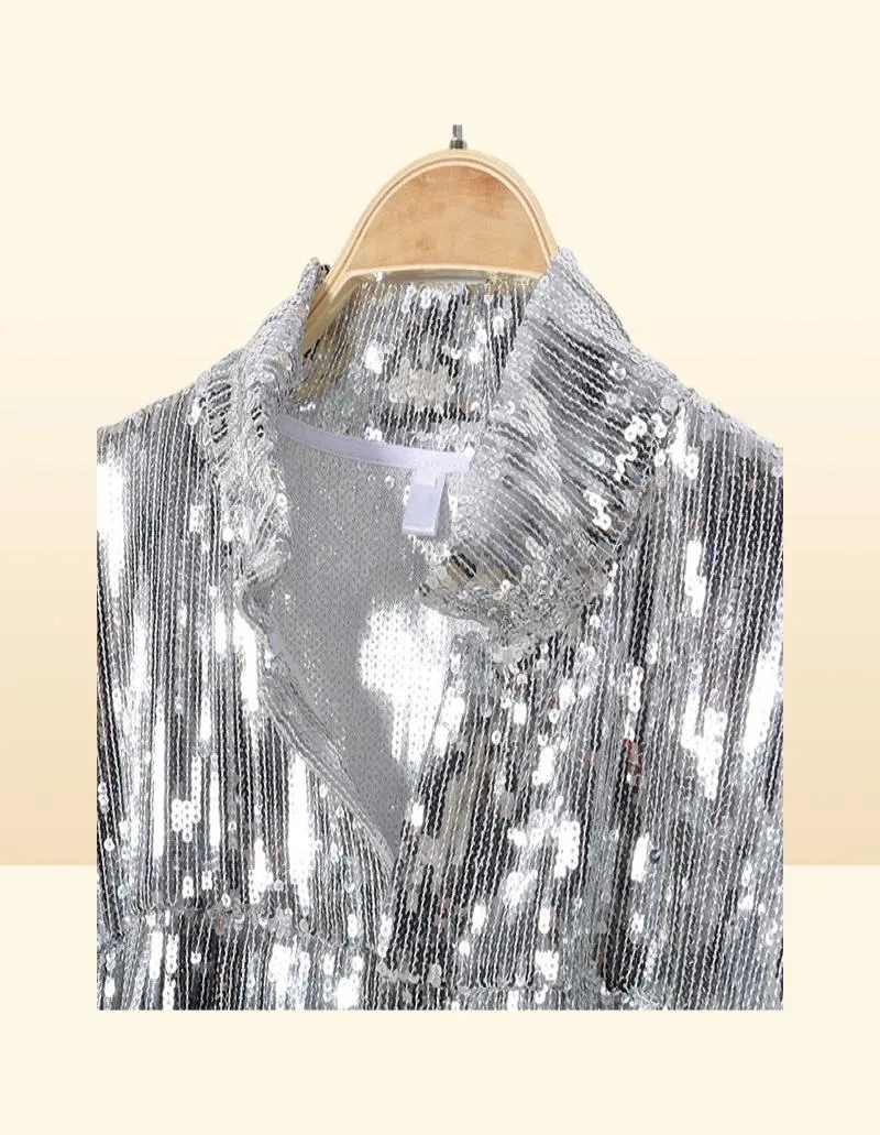 Women039s Tassel Sequin Jacket Autumn Winter Streewear Rock BF Retro Longsleved Silver Reflective Women Outwear Tops 2109149038102