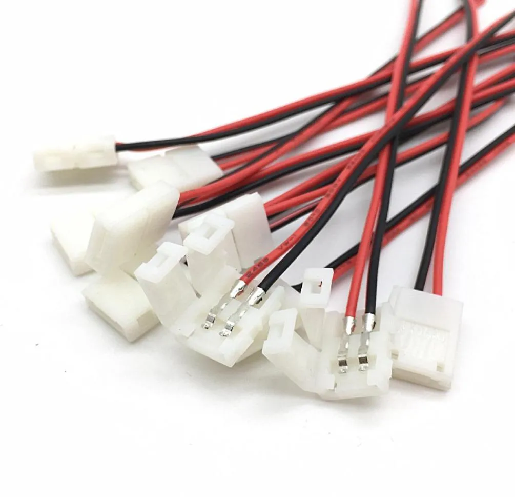 10Pcslot Led Strip Connectors Lighting Accessories 2 Pin 8 mm 10mm No Soldering Power Wire Connector 2Pin For 28355050 Leds Stri3021379