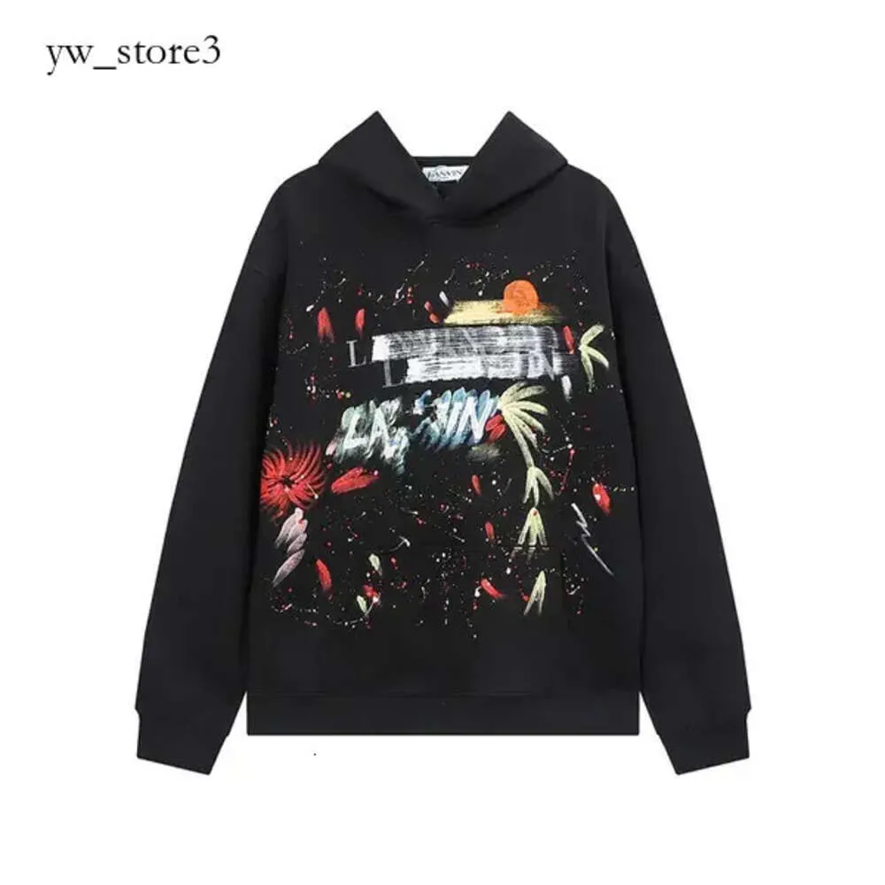 Lanvin Men's Hoodies Sweatshirts Fashion Designer Luxury Lanvins Classic Fashion Trend mångsidig slipsfärgad graffiti och kvinnor Loose Keep 9040