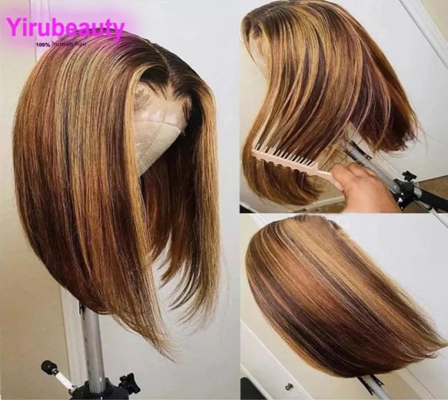 Brazilian Human Hair 427 Color T Part Bob Wig Silky Straight Wigs 1018inch Remy 4 27 Two Colors Yirubeauty 150 180 Density4111189