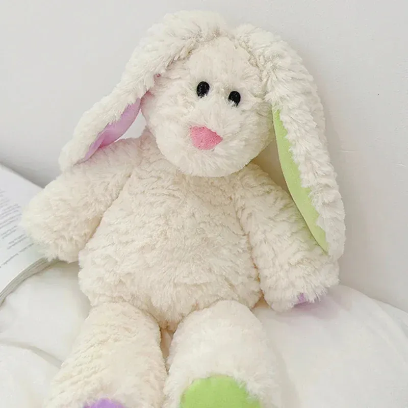 35CM Colorful Rabbit Toys Soft Fluffy Stuffed Animals Cute Bunny Plush Sleeping Toy For Children Friends Birthday Gifts 240106