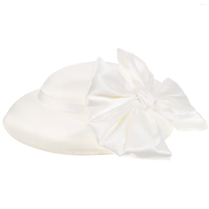 Berets Lady Bowler Hat Bridal Women Party Dress Fascynator Halloween (White)