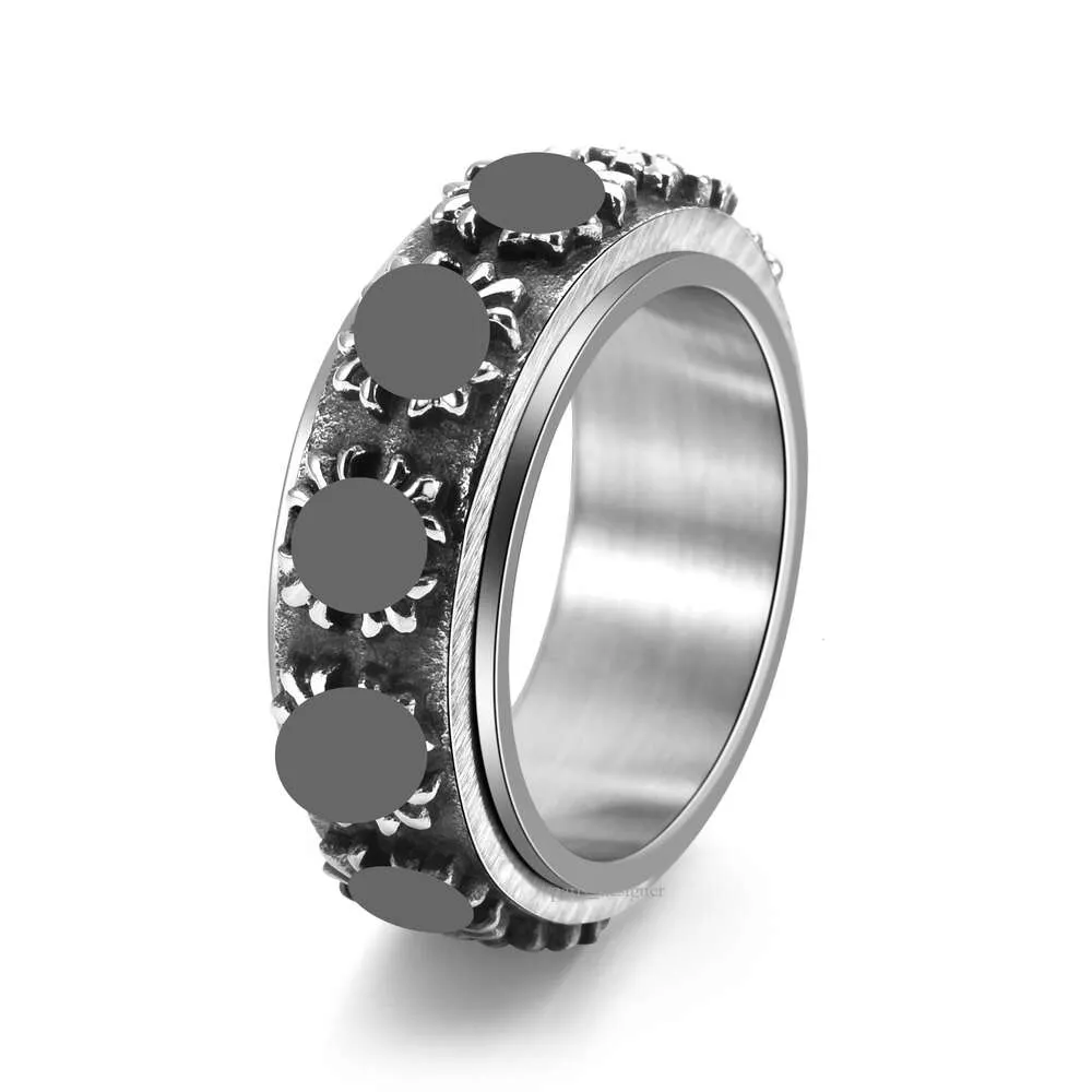 Kro Designer Ring Titanium Steel Cross Rotating Ring European and American High-end Sense 658