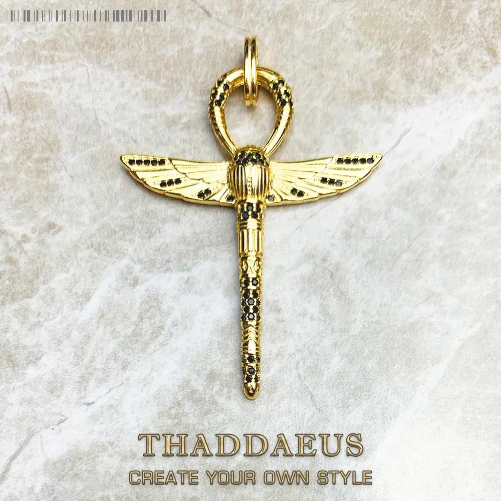 Ringar Cross of Life Ankh med Scarab Golden Pendant Vintage Fine Jewelry Pure Sterling Sier Protective Amulet for Woman Men