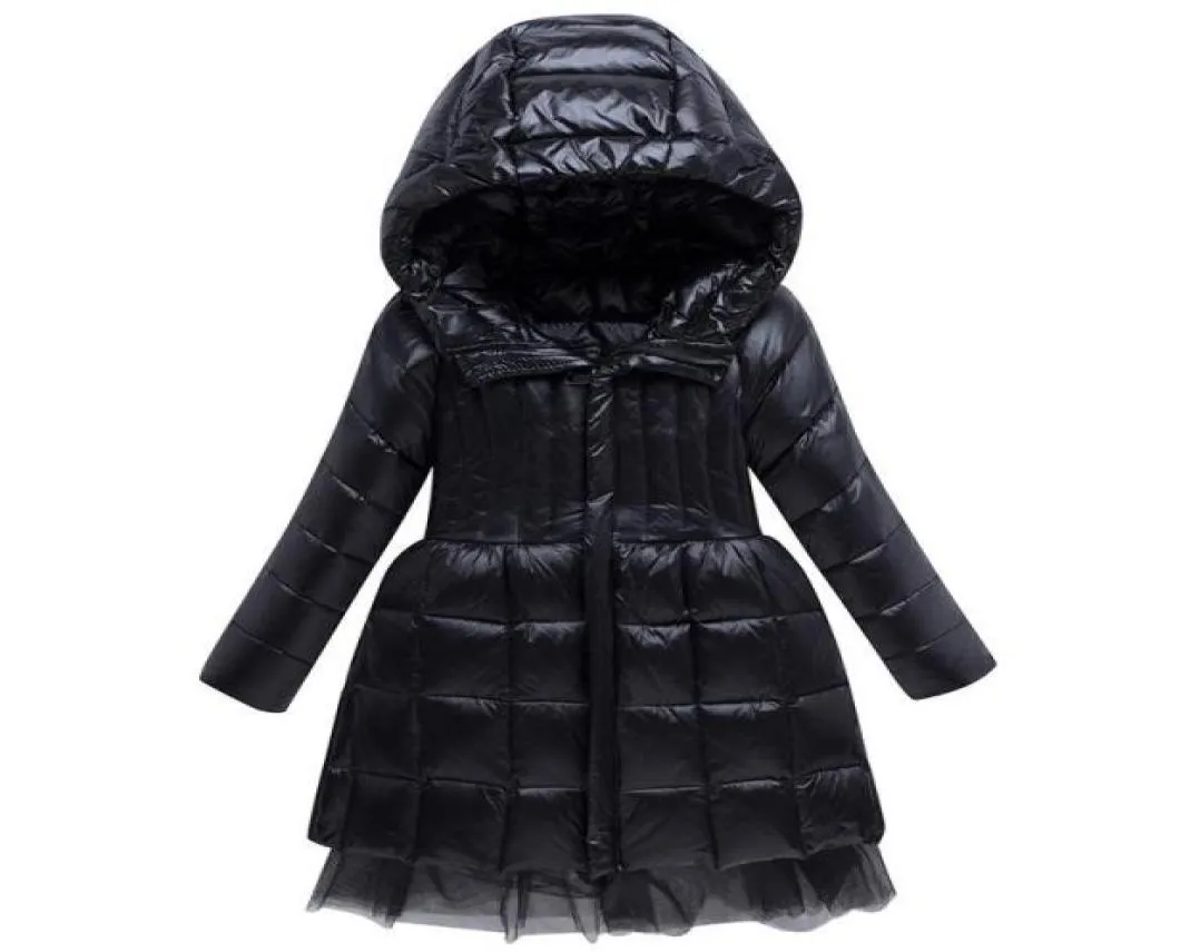 2020 Girl039s Donsjas Kinderen Prinses Jurk Stiksels Kant Dikke Winter Witte Eend Donsjacks Kinderen Capuchon Warme Slanke parka5192582