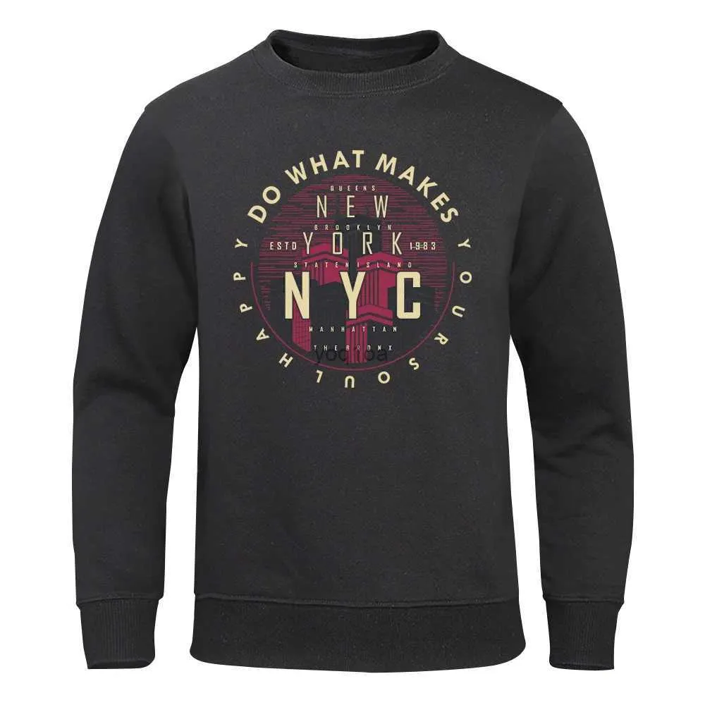 Sweats à capuche pour hommes Faites ce qui rend votre âme heureuse New York Estd 1983 Sweats à capuche pour hommes Nouveauté Capote Drôle Hauts à col en o Sport Sweat-shirt ample pour hommes