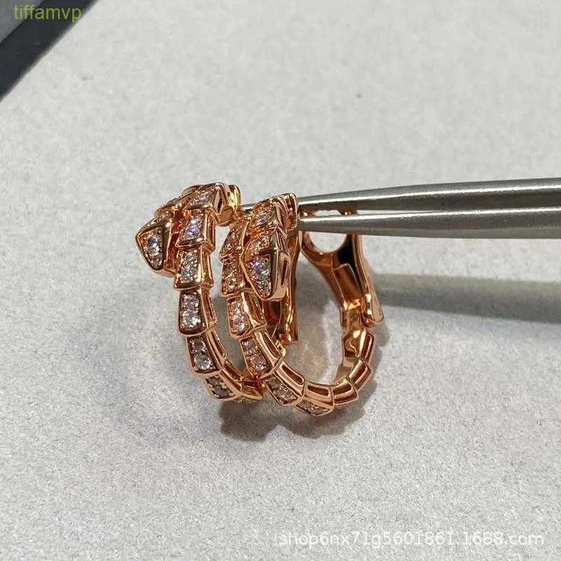 U1Hz Designer Luxury Jewelry Bvlger B-Home Charm High Version Shaped Full Diamond 18K Rose Gold Ear Shot Cresatile Light Fashion Snake Bone Earrings Live Broadcast