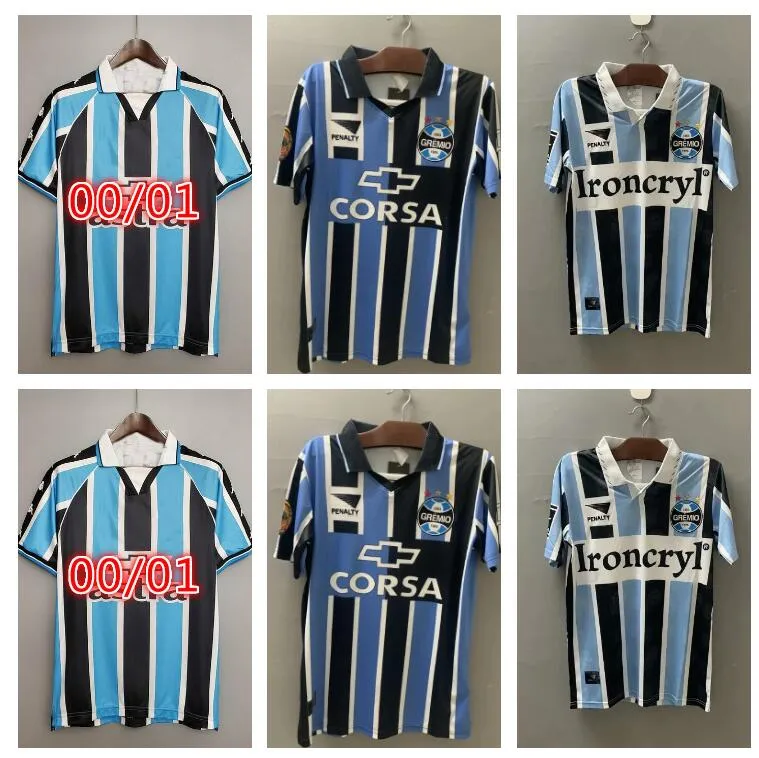 1997 1998 1999 2000 Gremio Retro Soccer Jersey 2001 Zinho Nene WarleyAlegreホームフットボールシャツ