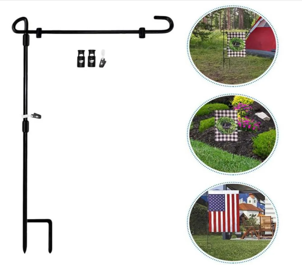 Jardim bandeira suporte mastro bandeira preta pólo jardim metal suporte mastros bandeiras titular da bandeira ao ar livre quintal decorações yg8654216213