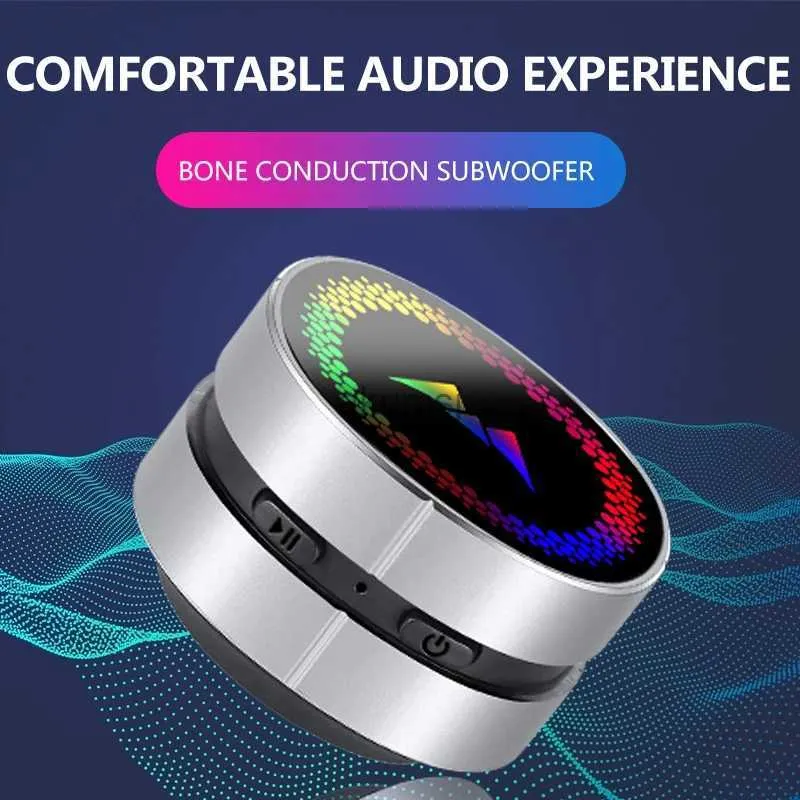 Alto-falantes portáteis Bluetooth 5.0 Mini alto-falante sem fio Metal Air Bone Conduction Outdoor Impermeável Estéreo TWS Speaker RGB Light YQ240106