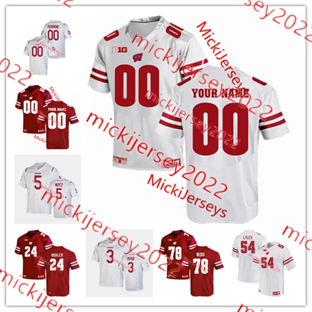 Wisconsin Badgers Football Jersey Nolan Rucci Graham Mertz 78 Trey Wedig 56 Joe Brunner 79 Jack Nelson 67 JP Benzschawel Wisconsin Jerseys Custom Stitched Mens Youth